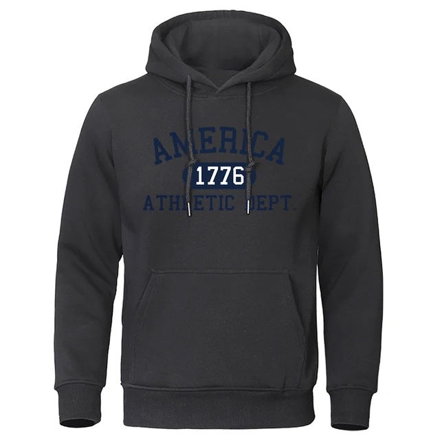 Men's Fleece Letter Print Hoodie Sweatshirt Fall Winter Casual Pullover