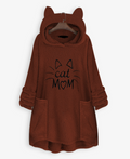 Cat Ear Plus Size Hoodie with Print for Women