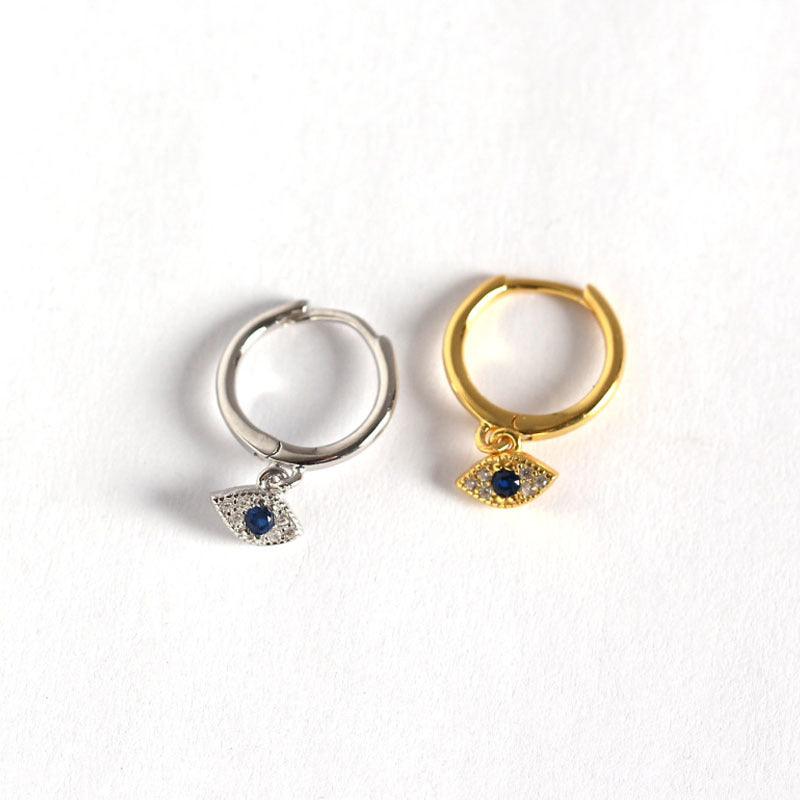 Vintage Blue Eye Demon Stud Earrings in Sterling Silver