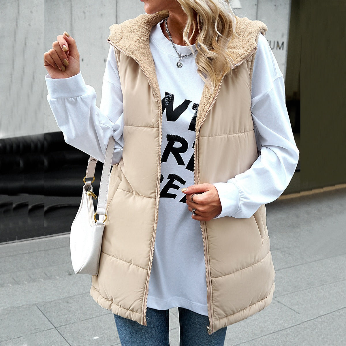 European and American popular cotton clothing women's winter loose commuting mid to long length hooded cotton jacket