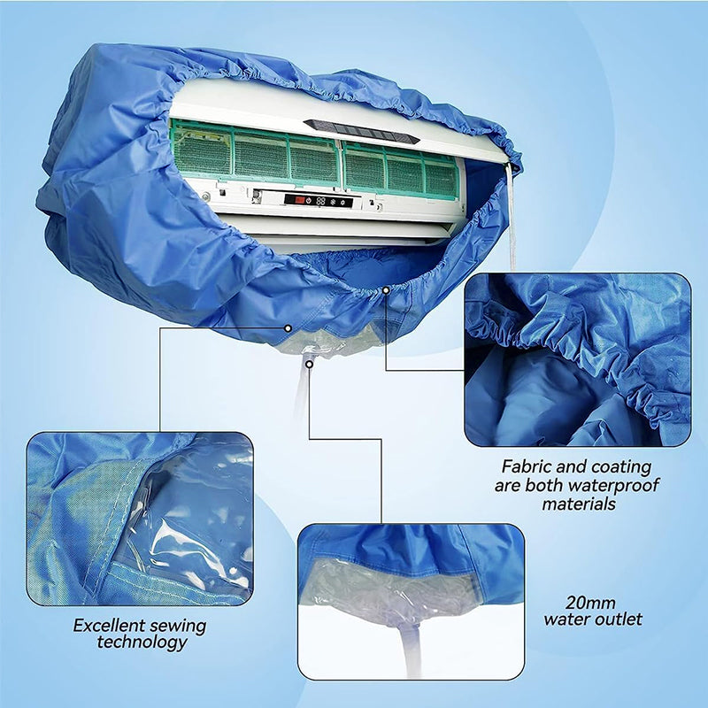 2.4/3.2m AC Cleaning Water Cover Full Set – Waterproof Home Air Conditioner Cleaning Kit with Pipe, Wall & Ceiling Dust Cover