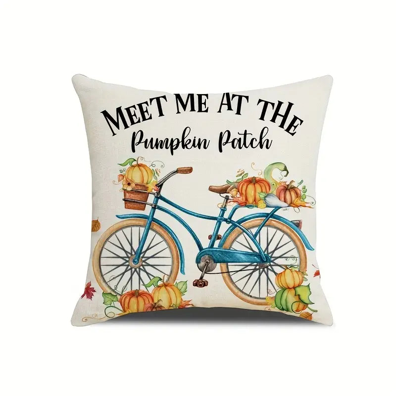 4pcs Linen Autumn Pumpkin Throw Pillow Covers 18x18"