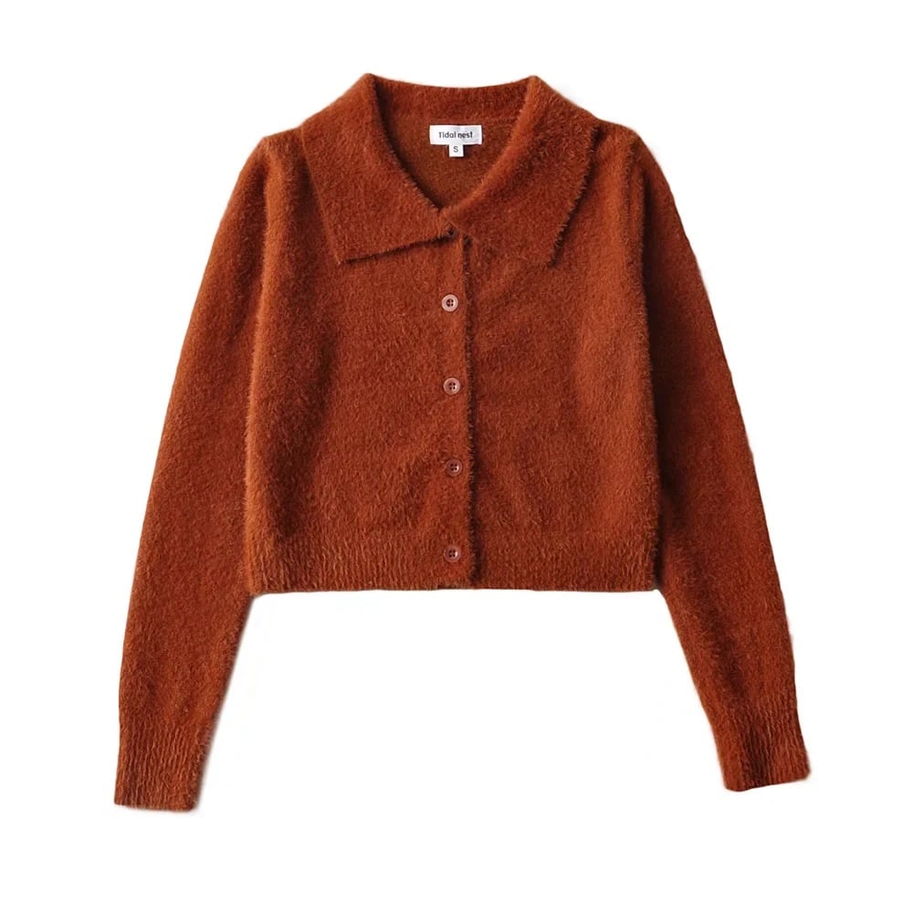 Lapel Clean Long Sleeve Knit Cardigan Jacket