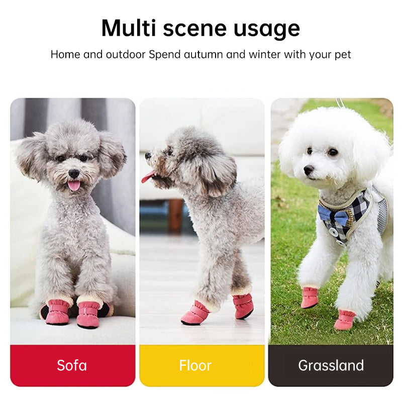 Small Dog Winter Boots, Waterproof Anti-Skid Paw Protectors for Chihuahua Teddy Puppy