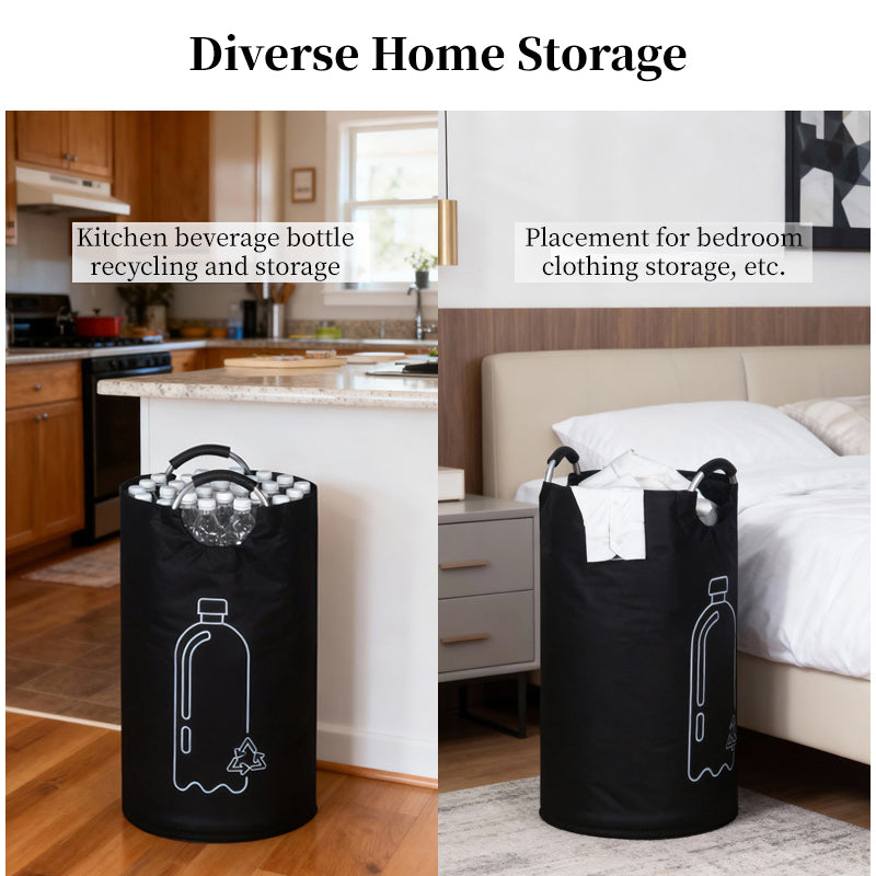 Large-Capacity 82L Storage Basket with Aluminum Handles, Foldable Recycling Bin & Wastewater Collection Bag