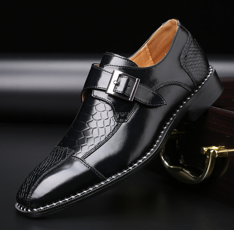 Men's Spring Low-Heel Business Shoes with Belt Buckle