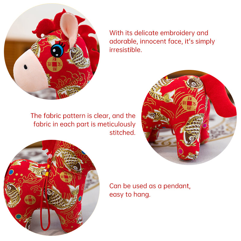 2026 Year of the Horse Plush Doll, 15/20cm Soft Stuffed Animal, Holiday Mascot for Family Home Decoration & New Year Supplies