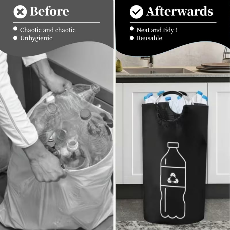Large-Capacity 82L Storage Basket with Aluminum Handles, Foldable Recycling Bin & Wastewater Collection Bag