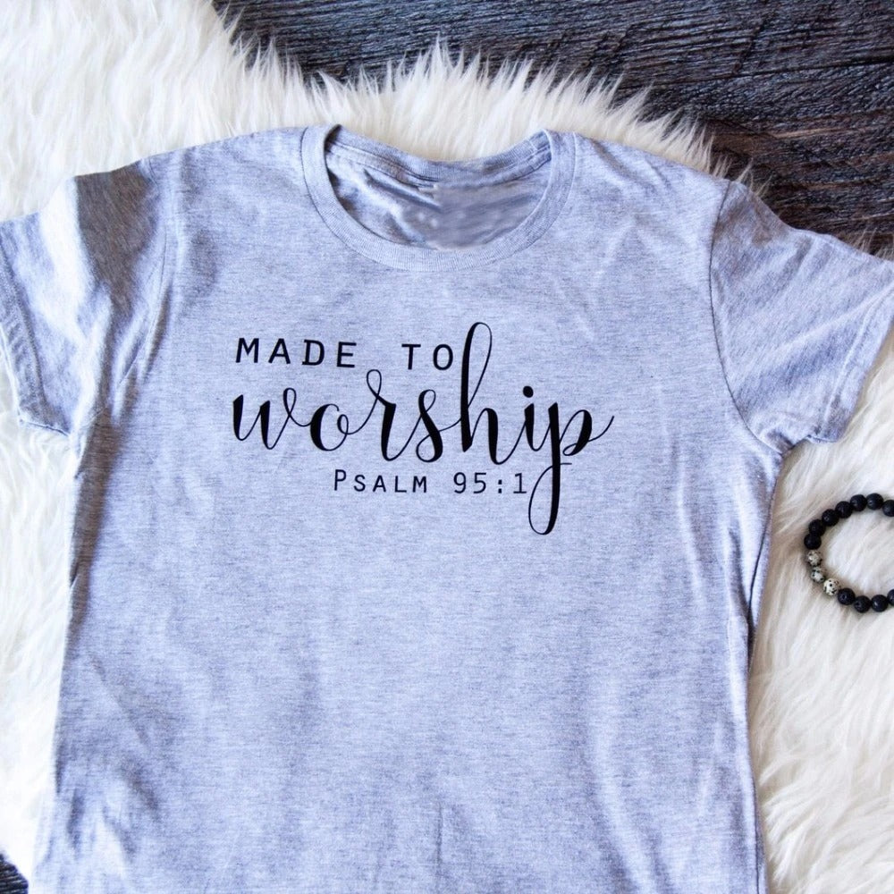 MADE TO Worship Letter Print Short Sleeve T-Shirt