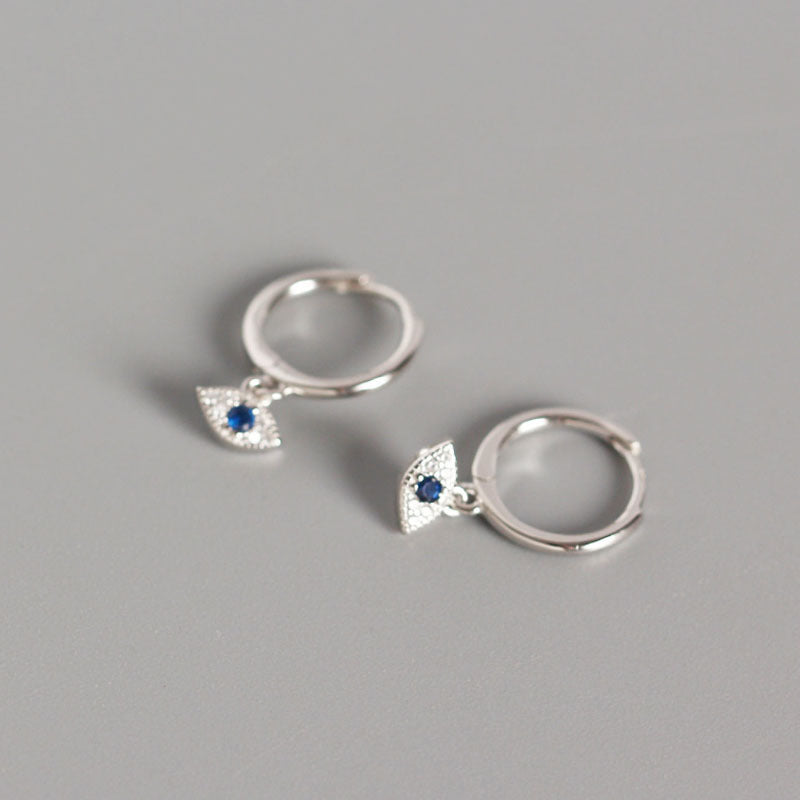 Vintage Blue Eye Demon Stud Earrings in Sterling Silver