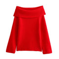 Women's autumn and winter clothing one neck off shoulder sexy slim fit solid color pullover sweater
