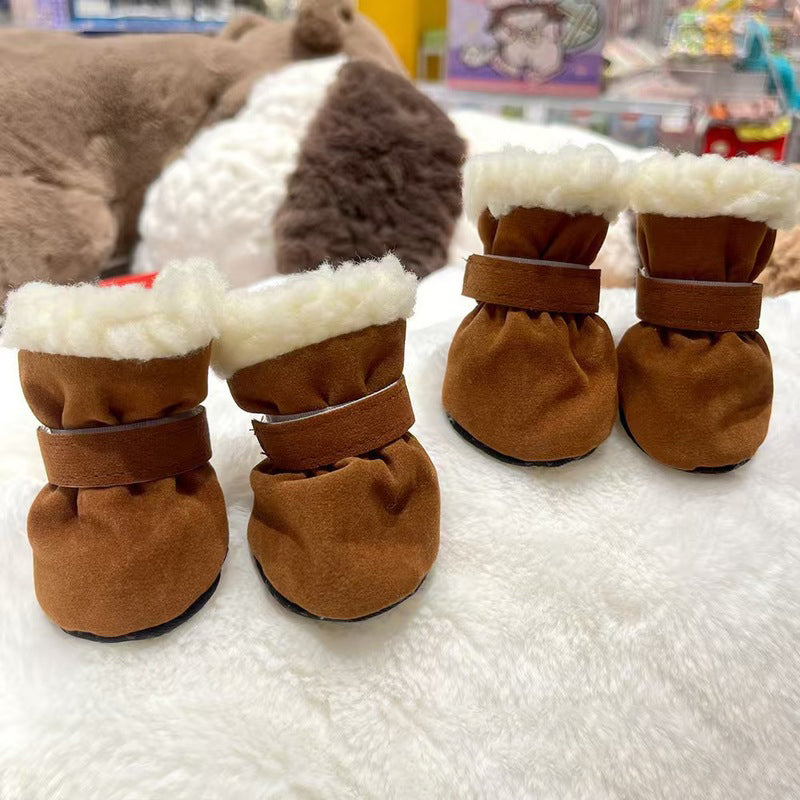 Small Dog Winter Boots, Waterproof Anti-Skid Paw Protectors for Chihuahua Teddy Puppy