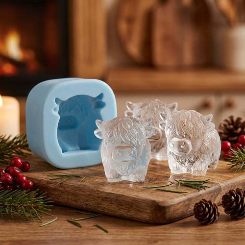 1-6 Cube Highland Cow 3D Silicone Mold Set for Fondant, Chocolate, Candy, Biscuit, Cake, Candle, Soap, and Craft Baking DIY