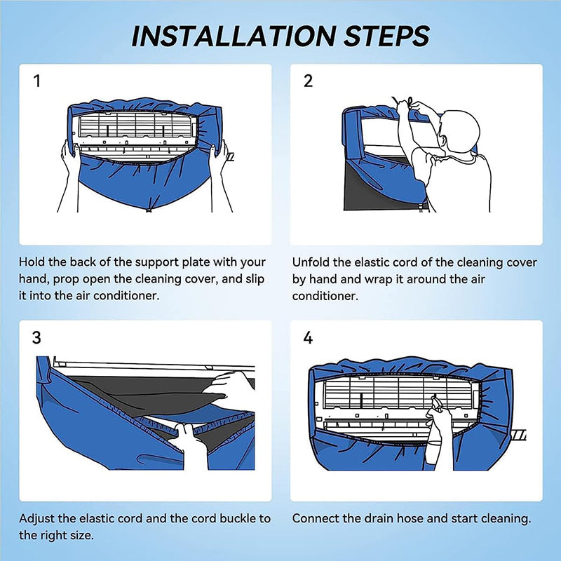 2.4/3.2m AC Cleaning Water Cover Full Set – Waterproof Home Air Conditioner Cleaning Kit with Pipe, Wall & Ceiling Dust Cover