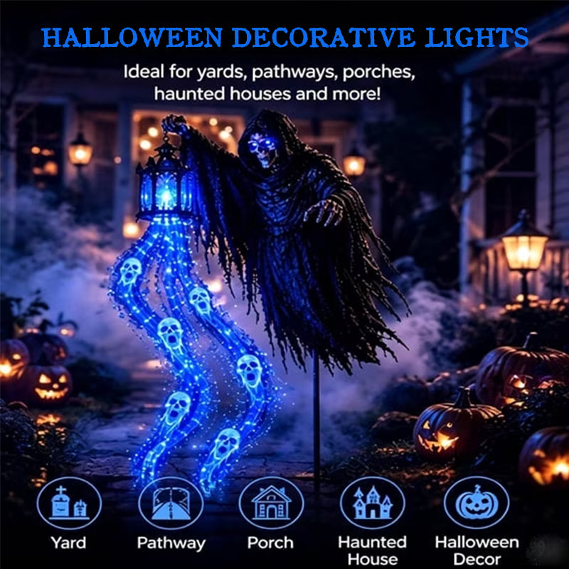 Animated Lighted Halloween Soul Reaper Garden Stake – Glowing LED Yard Decoration with Moving Action