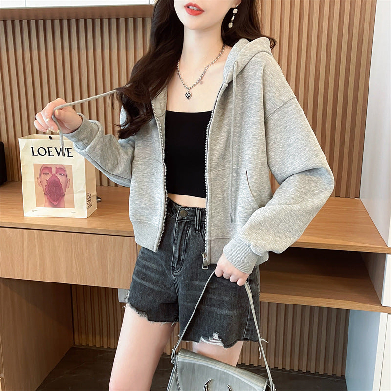 Women's Oversized Hooded Zip-up Cardigan Jacket, Unique Design Fall Winter Loose Fit Top