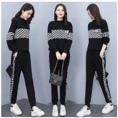 Fall/Winter New Fashion Plus Size Women's Casual Two-Piece Set, Stylish and Versatile Tracksuit for Women
