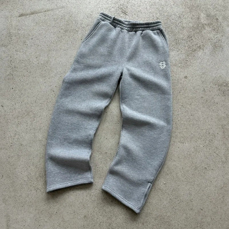 embroidered zip hoodie pants casual long pants high street hip-hop rap street style unisex sweatpants