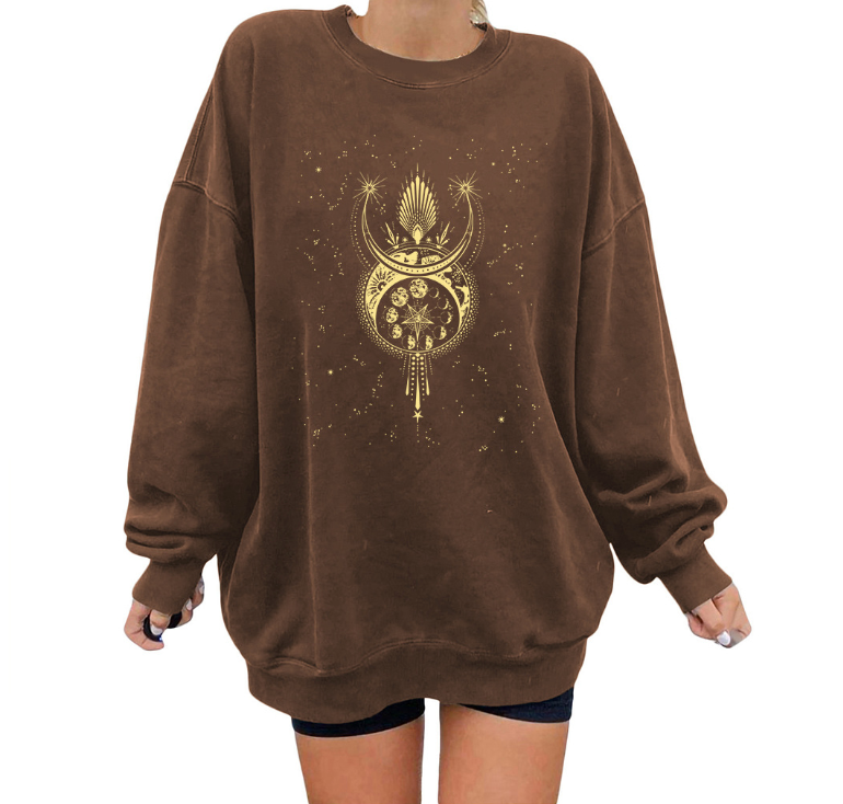 Printed Five Pointed Star Array Women's Sweater
