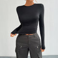 European and American autumn and winter Y2K women's clothing temperament slim fit round neck knitted long sleeved top