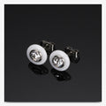 Titanium Steel Black and White Ceramic Stud Earrings