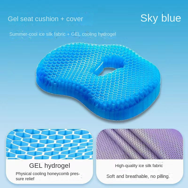 Jelly Honeycomb Gel Seat Pad Silicone Cooling Pad Chair Cushion Office Long Sitting Pad Summer Car Cool Seat Pad Buttocks Pad