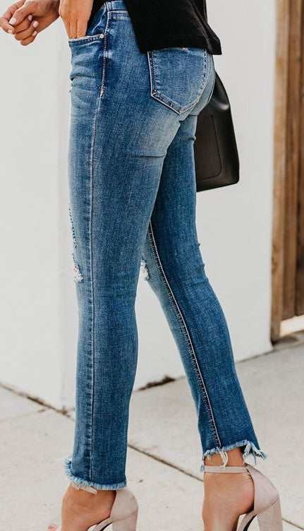 Ripped Skinny Jeans for Plus Size Women