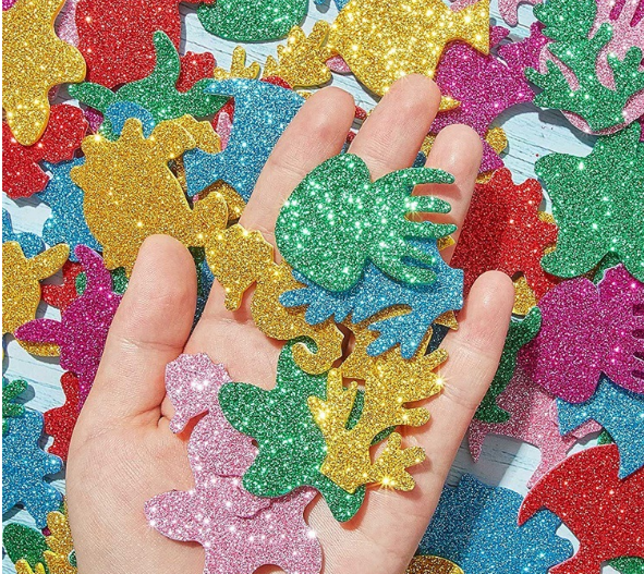 DIY Ocean Animal Glitter Foam Stickers for Kids