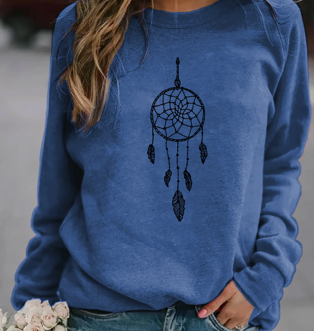 Large Size National Style Printed Sweater (European/American)