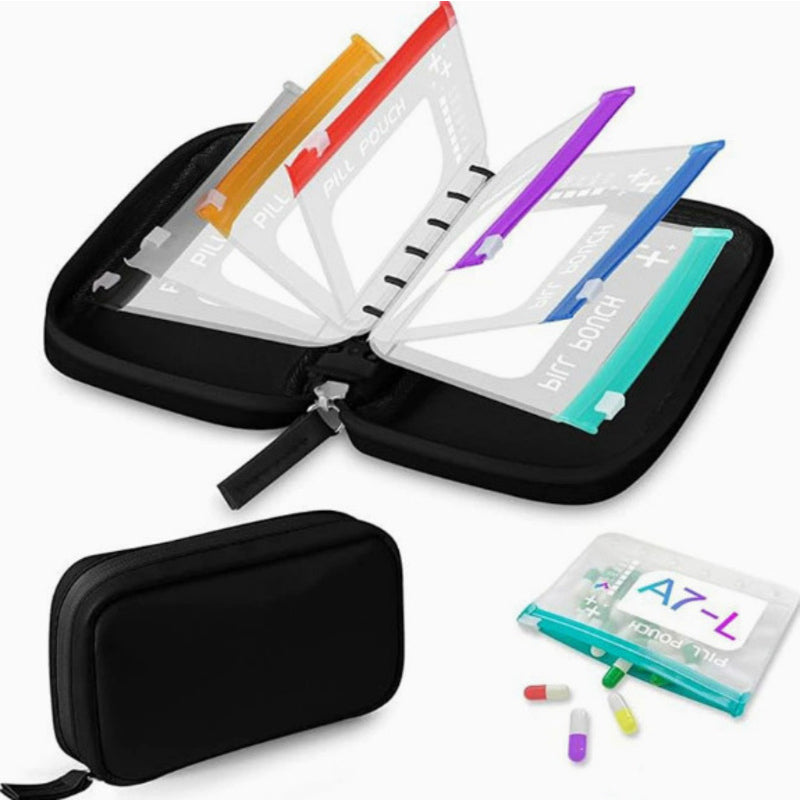 BPA-Free Color-Coded Pill Organizer – Waterproof Zipper Case, 7/14 Compartments