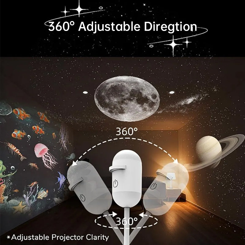 2-in-1 Mini Star Projector with Bright Colorful Night Light 10 Movies Included  Galaxy Atmosphere for Bedroom Decor, Kids Gift