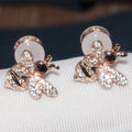 S925 Silver Bee Earrings with Crystal Inlay for Women