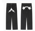 Men's Black Star Printed Baggy Jeans - Fashion Trend