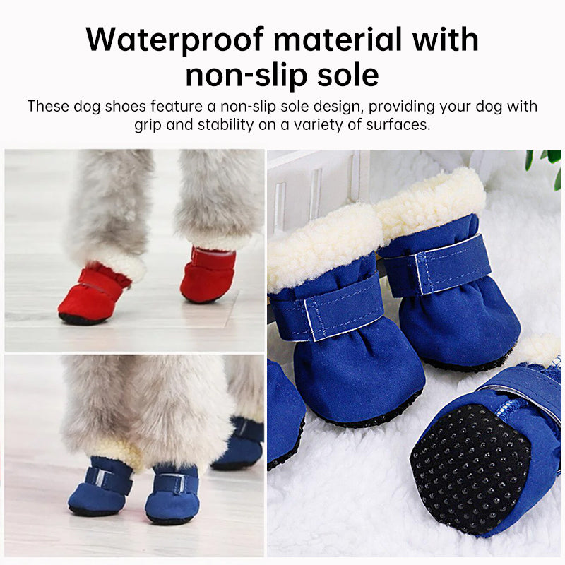 Small Dog Winter Boots, Waterproof Anti-Skid Paw Protectors for Chihuahua Teddy Puppy