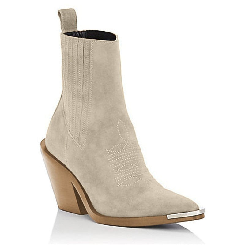 Women Pointed Toe Wedges Ankle Boots Solid Suede Comfortable Female Booties Plus Size 43 Fashion Fall Winter