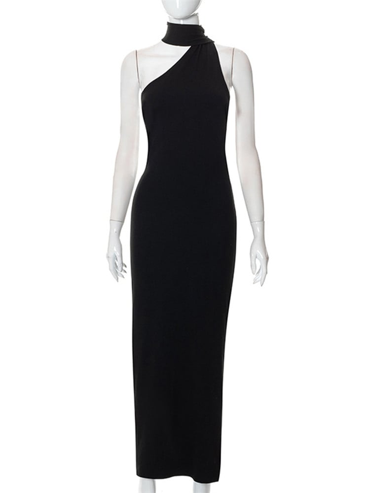 Hot Girl in Backless Thin Temperament Dress