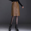 Women's Casual High-Waist Slim Leather Skirt