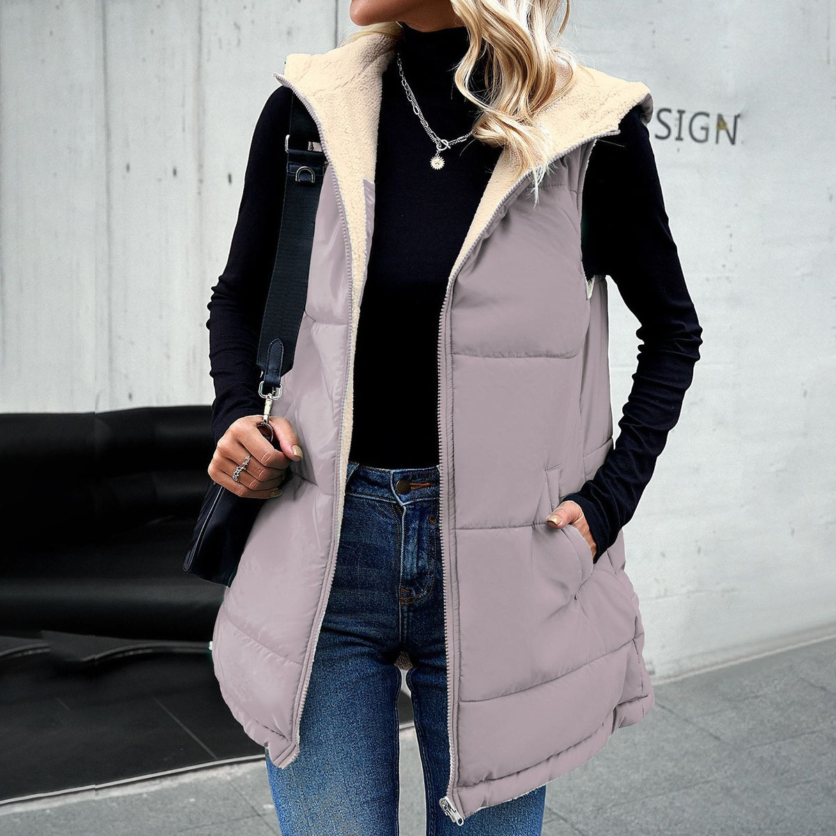 European and American popular cotton clothing women's winter loose commuting mid to long length hooded cotton jacket