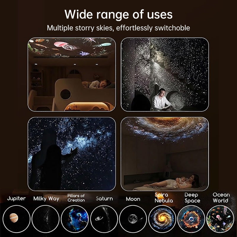 2-in-1 Mini Star Projector with Bright Colorful Night Light 10 Movies Included  Galaxy Atmosphere for Bedroom Decor, Kids Gift