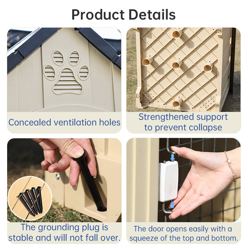 Heavy Duty Outdoor Dog House - 4 Season Insulated Shelter Waterproof & Anti-UV Kennel for All Size Dogs
