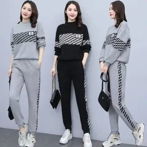 Fall/Winter New Fashion Plus Size Women's Casual Two-Piece Set, Stylish and Versatile Tracksuit for Women