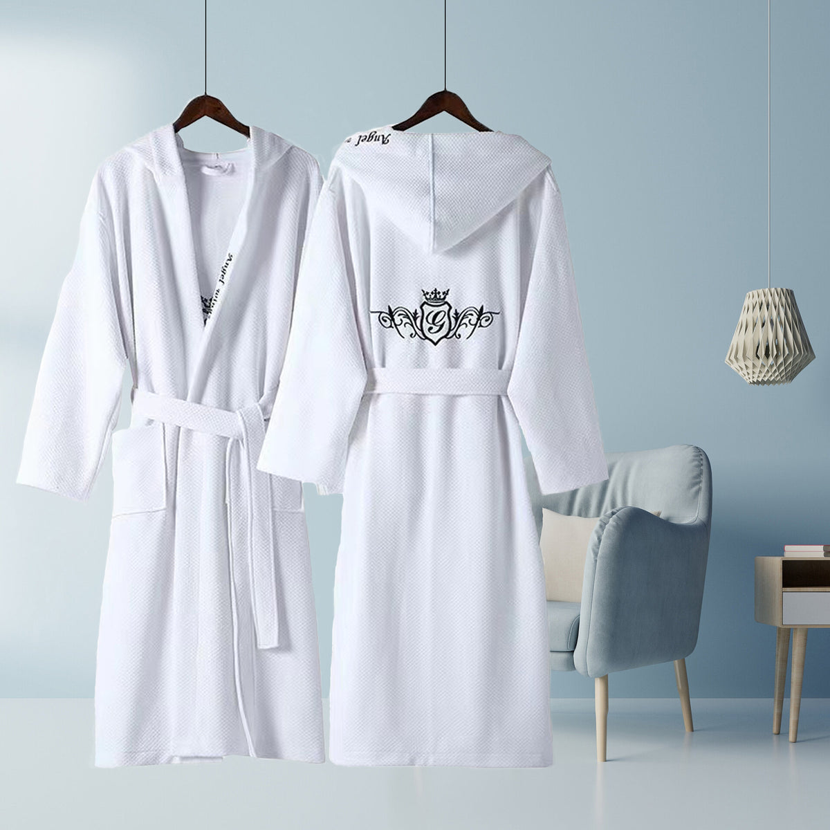 Cotton Bathrobe for Couples - Light Gray Hotel Style