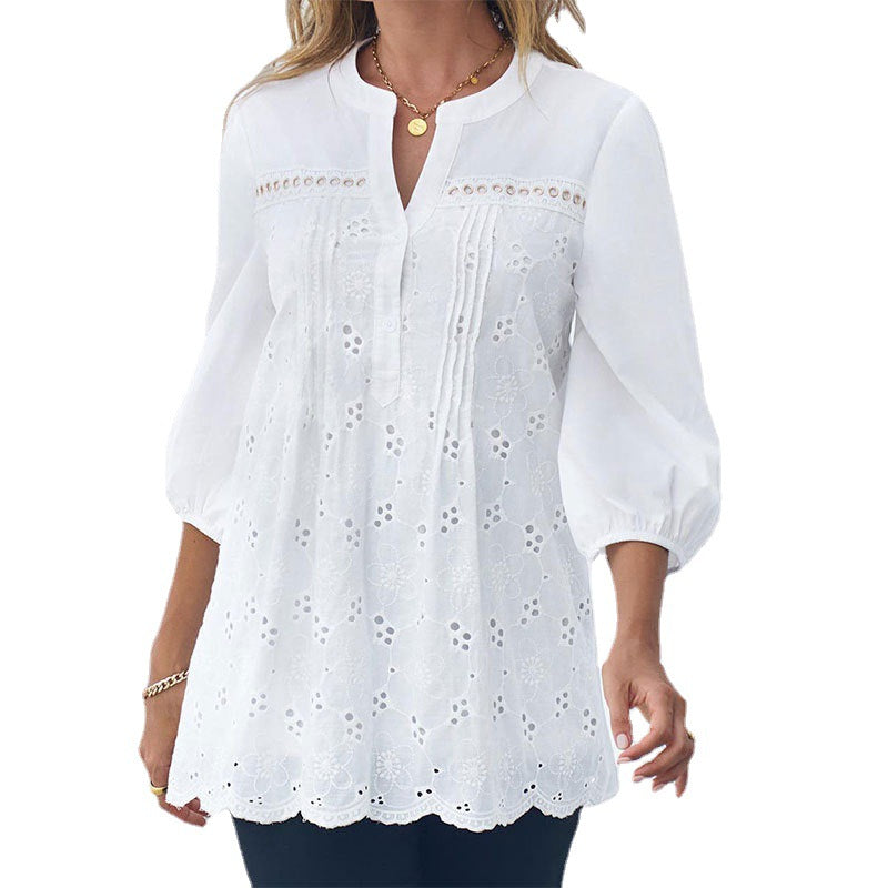 Elegant Solid Color Round Neck Top for Women 2022