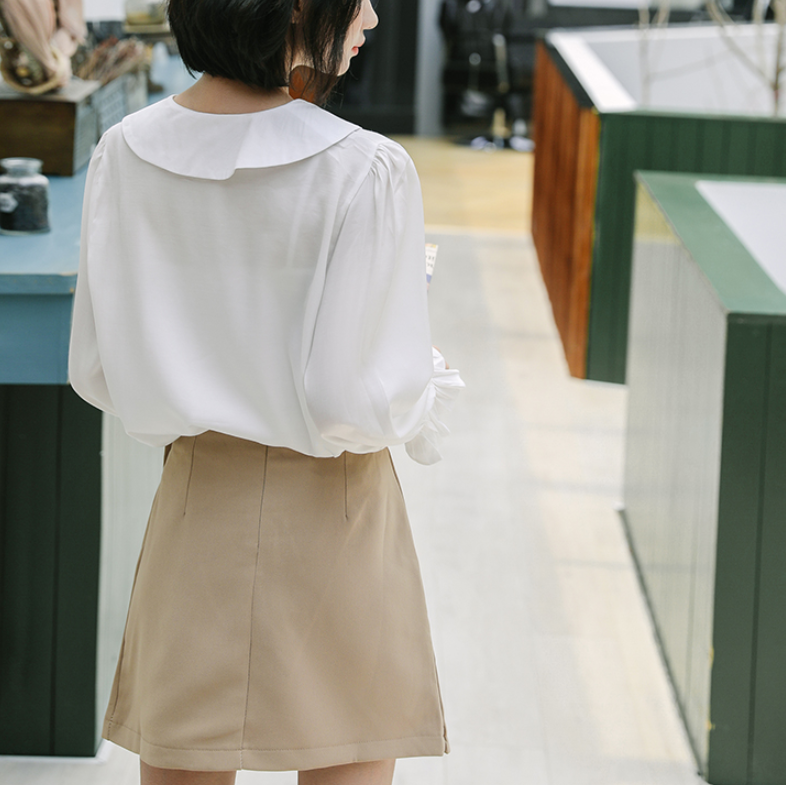 French Tie Bow Collar Shirt - Chic White Blouse