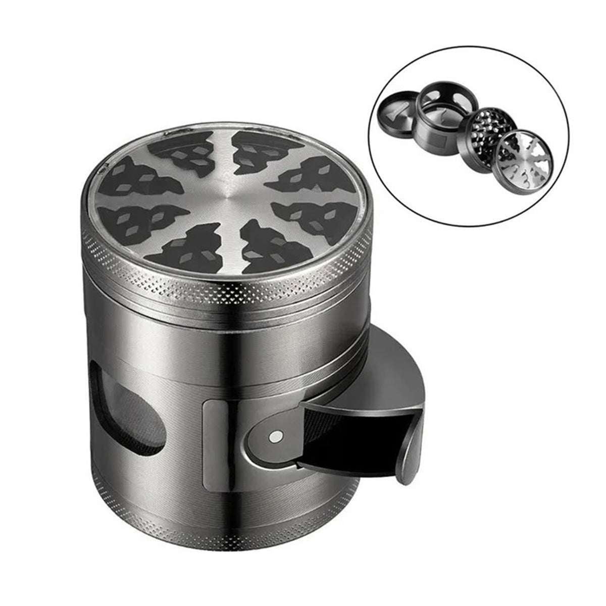 Hot Sale Zinc Alloy 60MM Diameter Four-Layer Manual Herb Grinder with Open Window