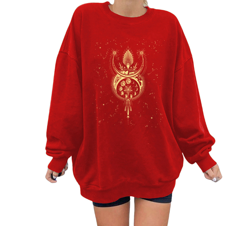 Printed Five Pointed Star Array Women's Sweater