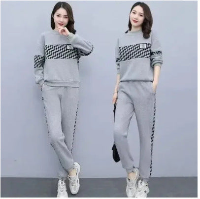Fall/Winter New Fashion Plus Size Women's Casual Two-Piece Set, Stylish and Versatile Tracksuit for Women