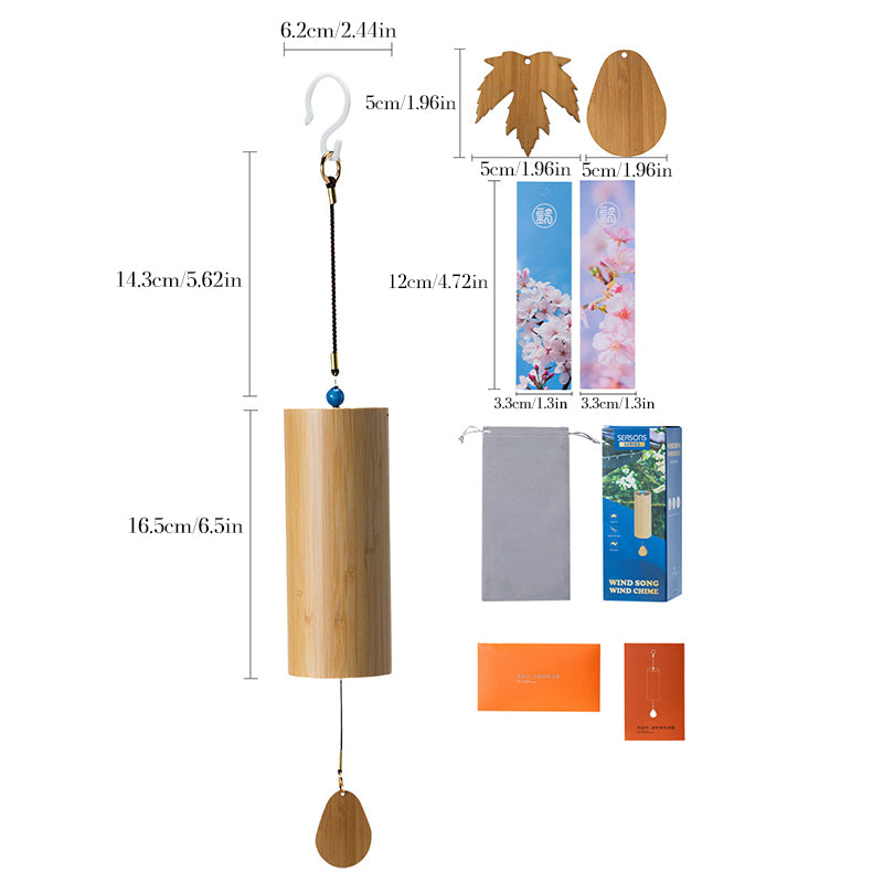 Bamboo Wind Chime, Zen Home Decor with 8 Tones, Handcrafted Bells for Outdoor Garden, Patio, and Porch