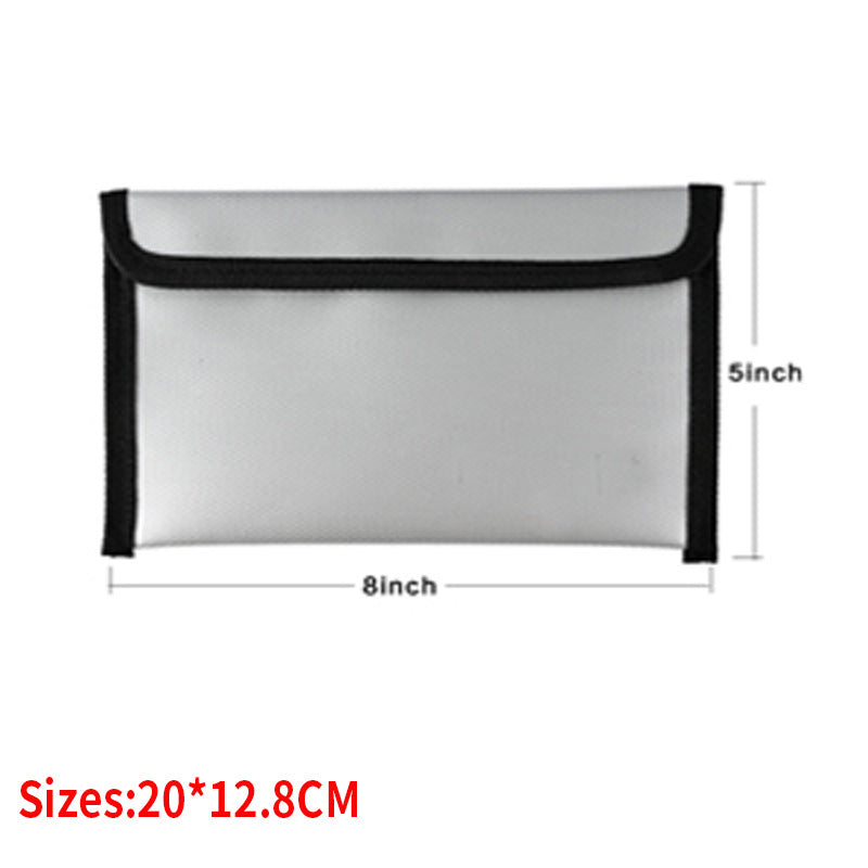 Fireproof & Waterproof Bag, File Storage Bag with Zipper for Certificates, Money, Cards(black,silver)