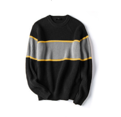 Men's Loose Knit Sweater with Round Neck Design